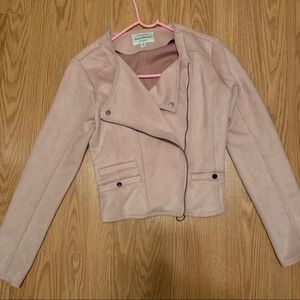 Pink moto biker suede jacket